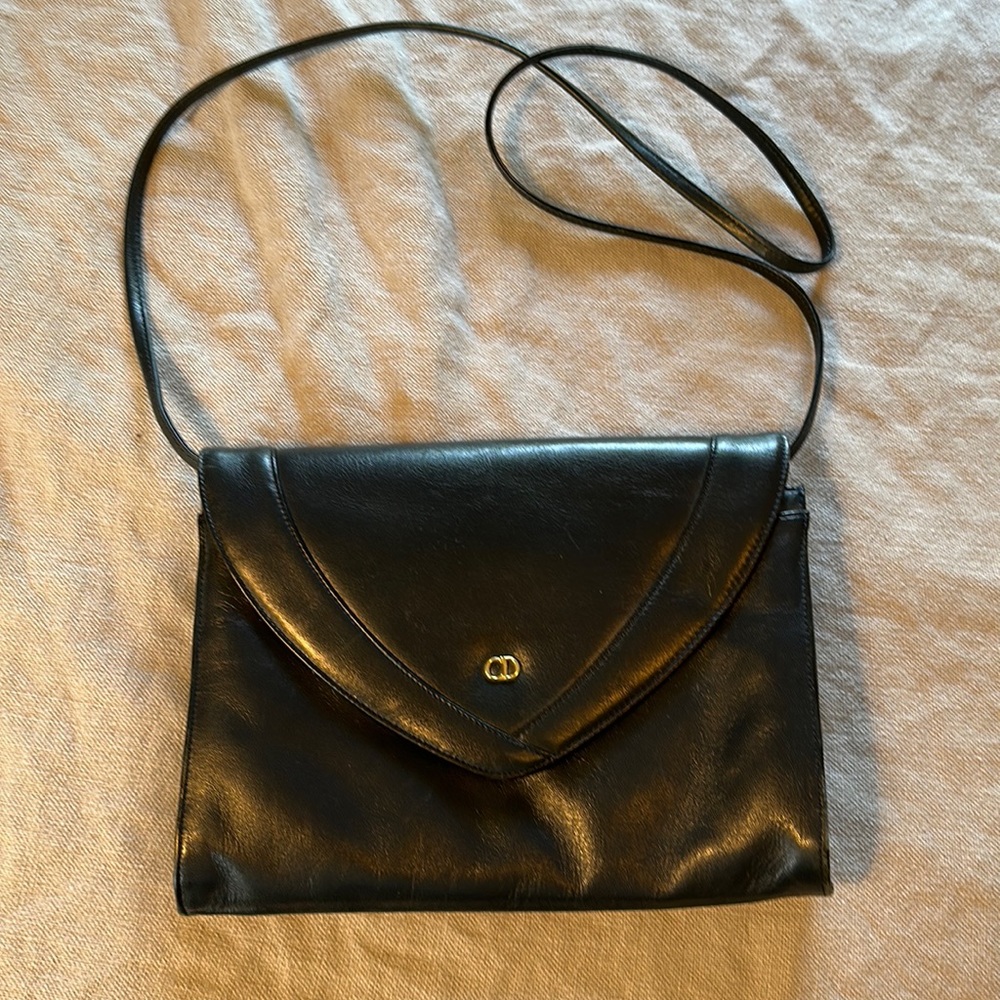 Vintage Christian Dior navy envelope clutch/shoulder bag EUC